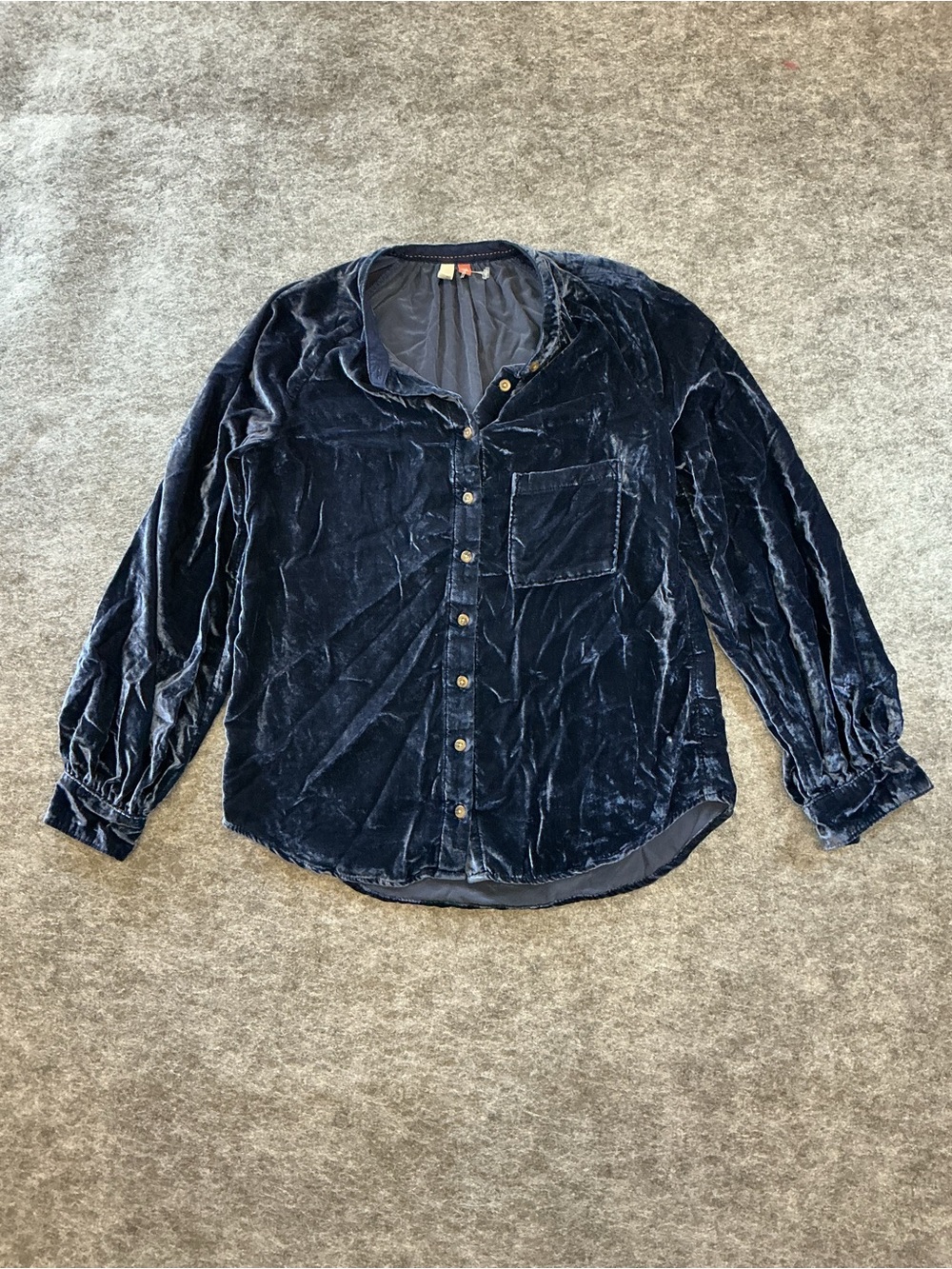 Pilcro Womens Navy Velvet Button-Up Shirt Size XS